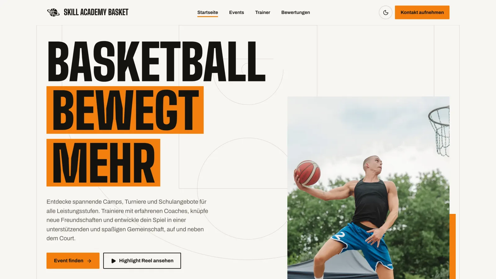 Startseite der Skill Academy Basket