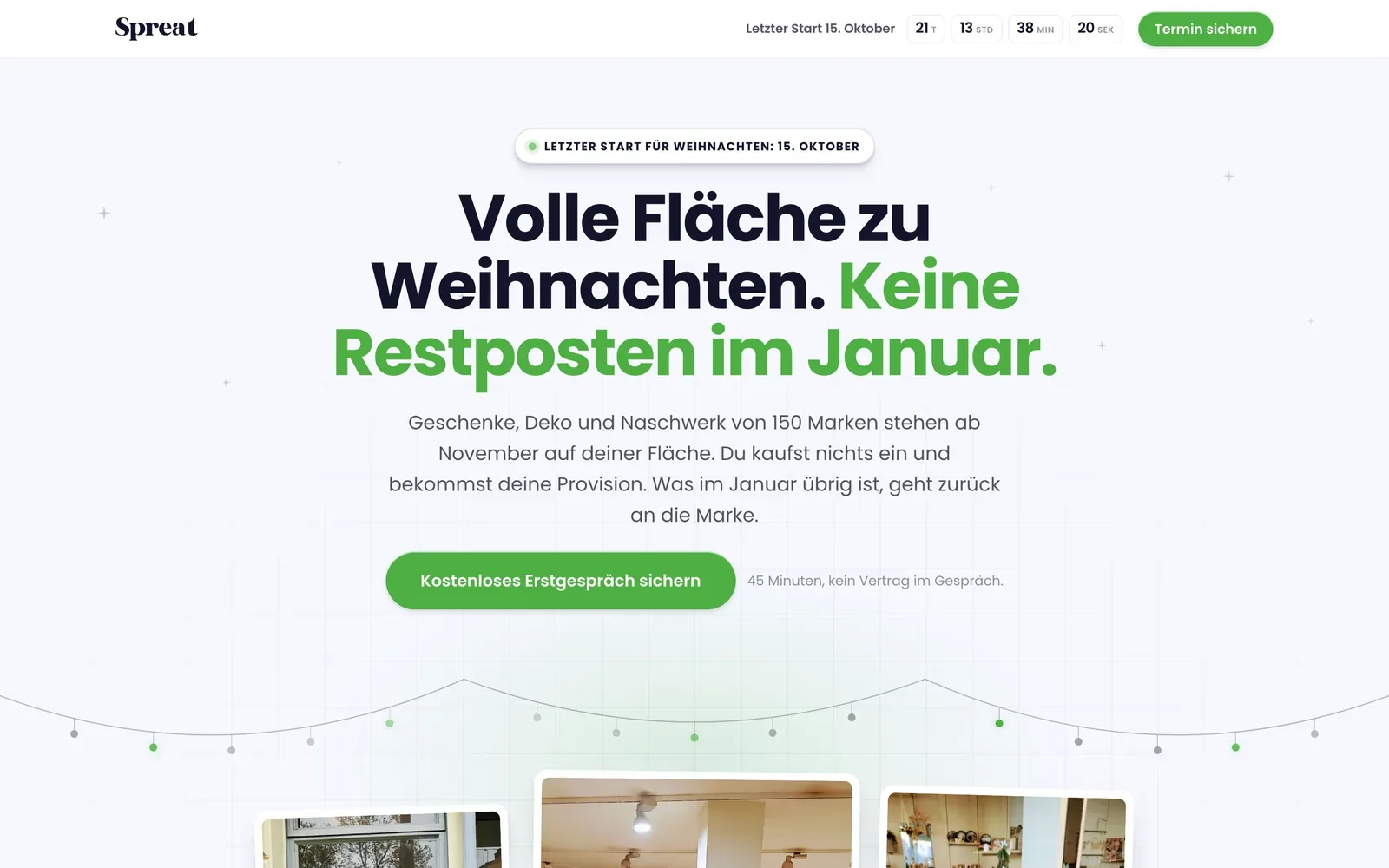 Landingpage der Weihnachtskampagne von Spreat