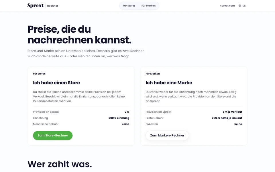 Provisionsrechner von Spreat